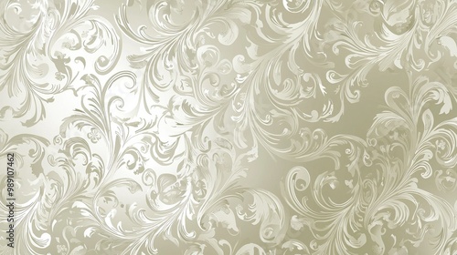 A beautifully detailed intricate design on shimmering silver wallpaper.