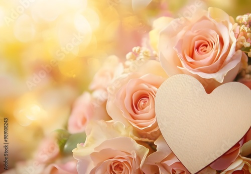 Impressionist Roses with Wooden Heart Tag