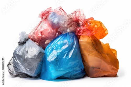 Colorful plastic garbage bags