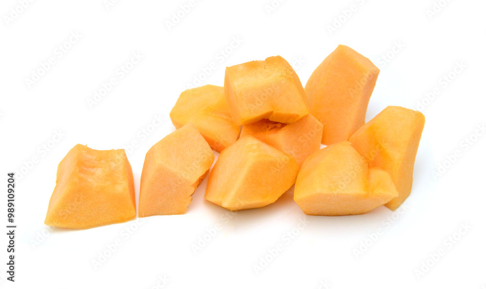 Butternut squash and slices on white background Butternut squash and slices on white background