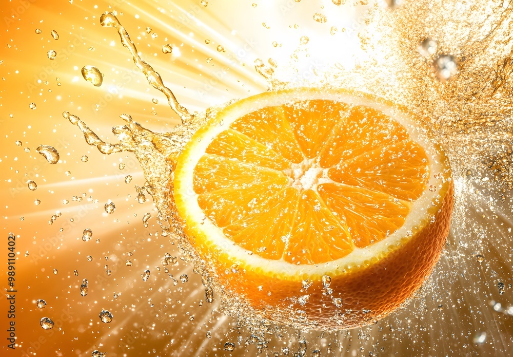 Orange Slice Splashing in Water Droplets Orange Slice Splashing in Water Droplets
