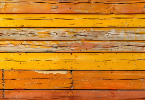 Abstract Wooden Wall with Yellow and Orange Stripes