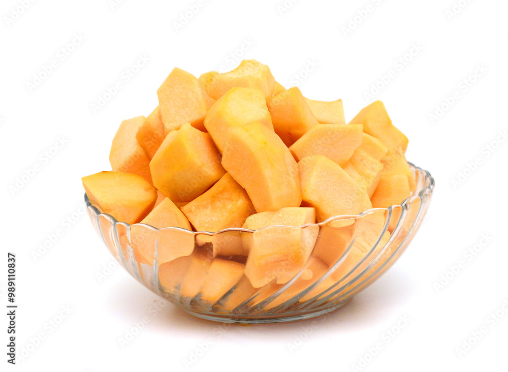 Butternut squash and slices on white background Butternut squash and slices on white background