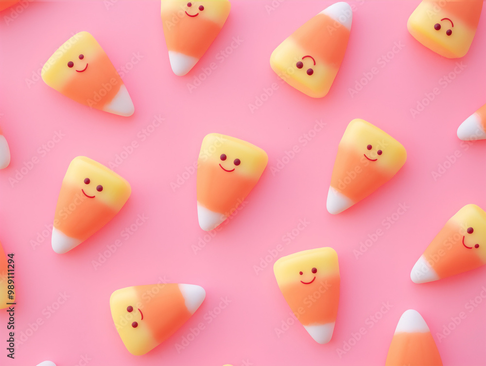 Happy Halloween Candy Corn Faces in Minimalist Style Happy Halloween Candy Corn Faces in Minimalist Style