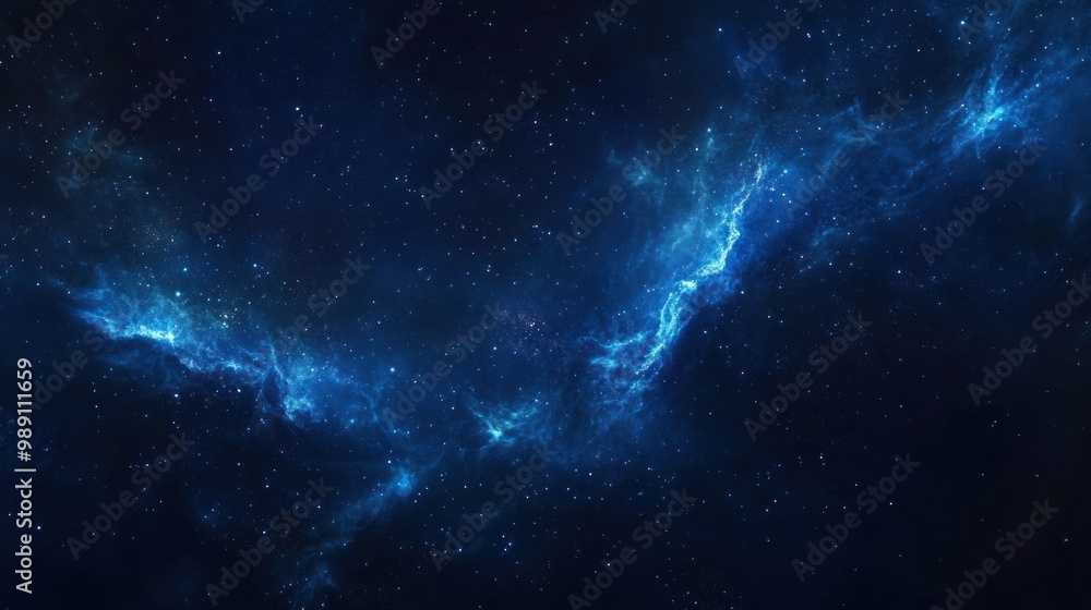 Obraz premium A deep space scene featuring a starry sky with vibrant blue nebulae.