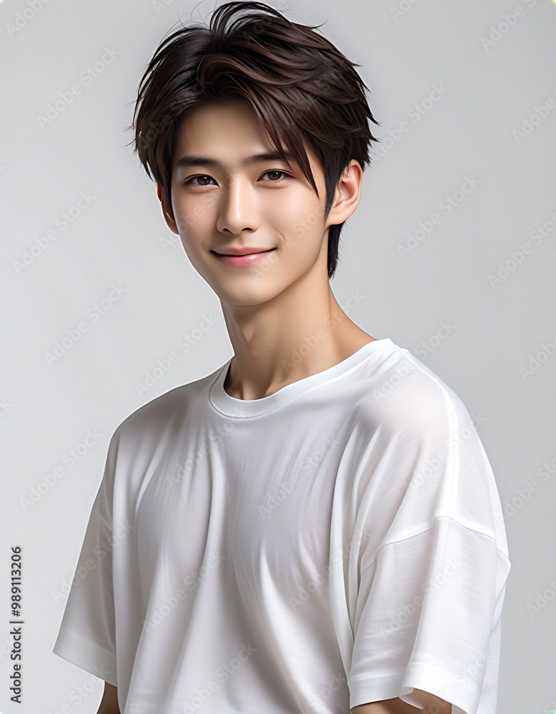 Portrait of young handsome Asian male model in casual clothes. カジュアルな服を着た若いイケメンアジア人男性モデルのポートレート Portrait of young handsome Asian male model in casual clothes. カジュアルな服を着た若いイケメンアジア人男性モデルのポートレート