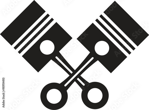 crossed mechanical piston or double piston eps vector file