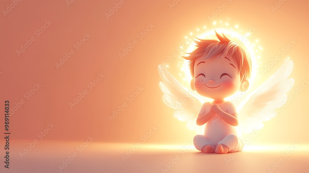 cute baby angel with a glowing halo and tiny wings Cartoonish style, simple lines, pastel palette Friendly and inviting cute baby angel with a glowing halo and tiny wings Cartoonish style, simple lines, pastel palette Friendly and inviting