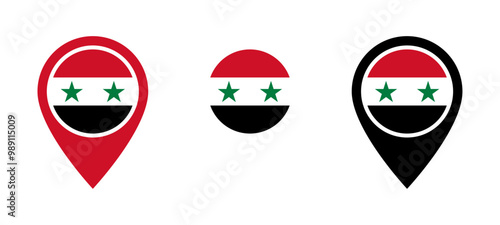 Syria flag location icon set