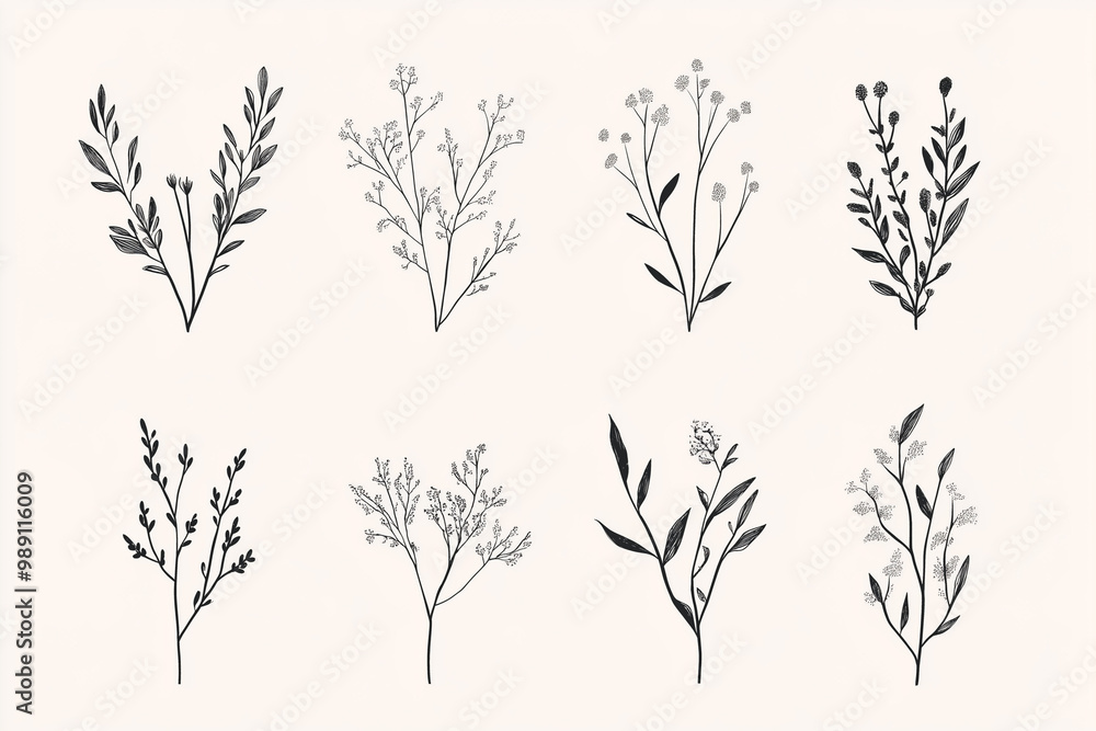 Naklejka premium Elegant art of Scandinavian plants