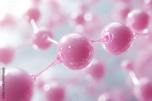 Pink Molecular Structure: A close-up, 3D render of a pink molecular structure, highlighting the interconnectedness of its components. This visually appealing image evokes a sense of scientific discove photo