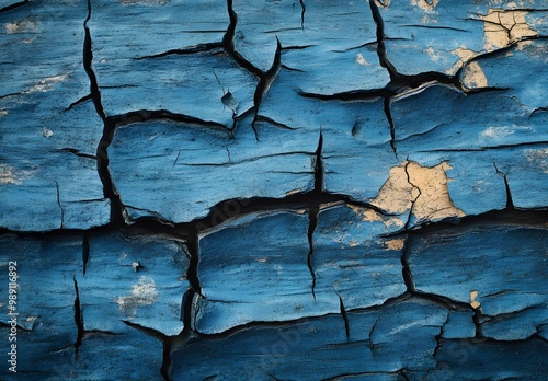 Rustic Blue Wooden Texture With Cracks