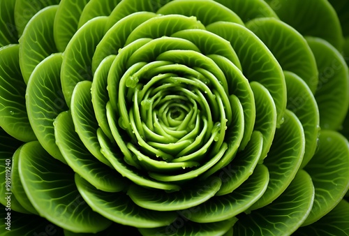 Intricate Spiral Pattern of Green Leaf