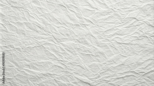 Crumpled white paper texture background creates subtle, elegant feel, perfect for various design projects. Ideal for backgrounds, stationery, or artistic presentations