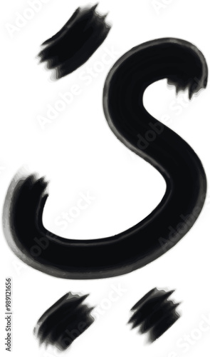 Hand drawn arabic letter isolated on white. Vector icon. Written ya with fathah