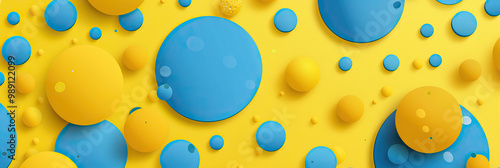 Whimsical Yellow & Blue Dots All Over Abstract Background photo