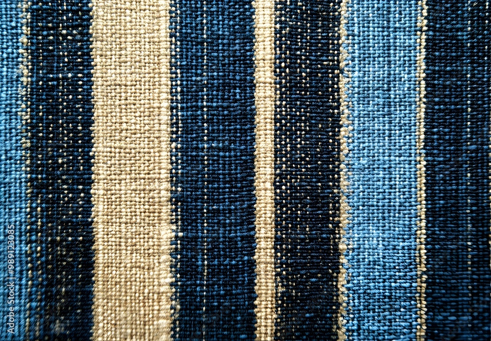 Blue Beige Black Striped Fabric Texture Blue Beige Black Striped Fabric Texture