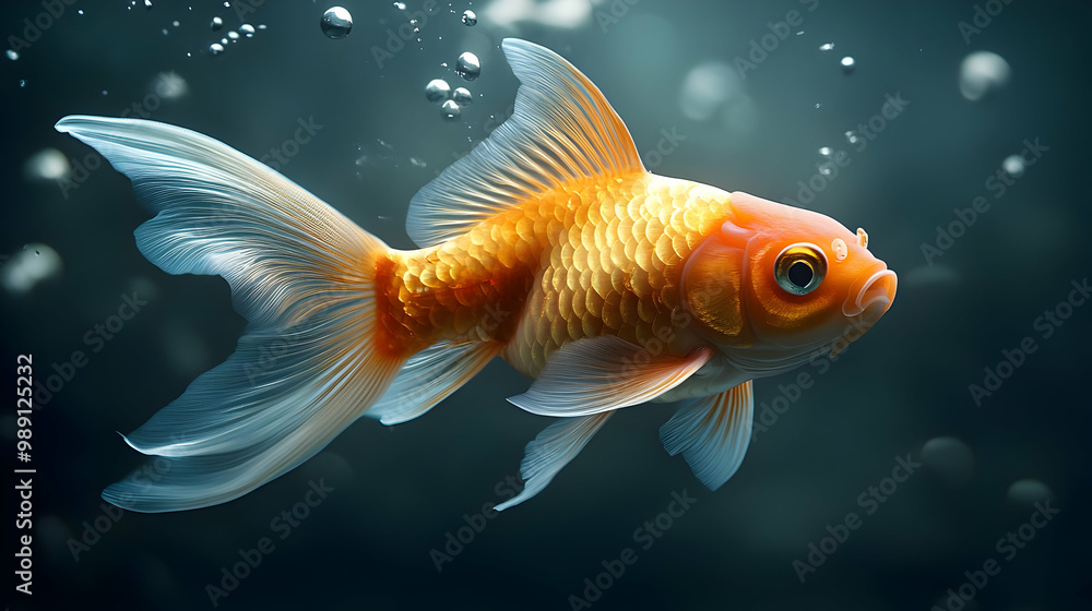 Goldfish Swimming in an Aquarium with Bubbles Goldfish Swimming in an Aquarium with Bubbles