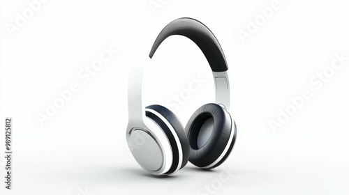 Headphones with modern design, white background photo