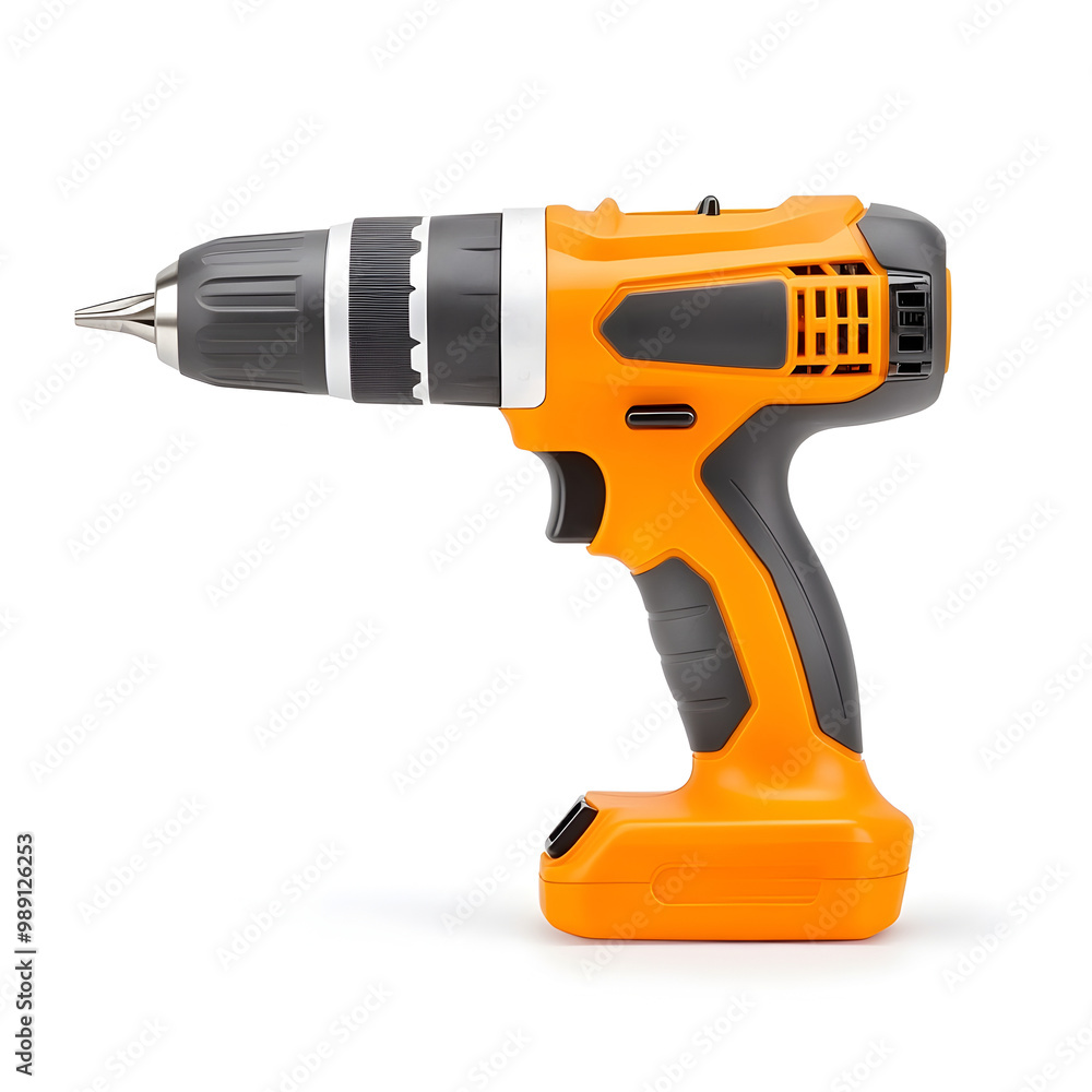 Macro Shot of a Perfect Orange Cordless Drill for Electrical Repairs Macro Shot of a Perfect Orange Cordless Drill for Electrical Repairs