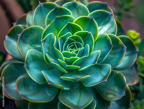 Close-Up of Vibrant Green Succulent Flower