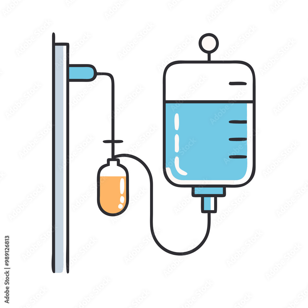 Flat design IV drip icon for healthcare apps, clinics, and hospital services Flat design IV drip icon for healthcare apps, clinics, and hospital services