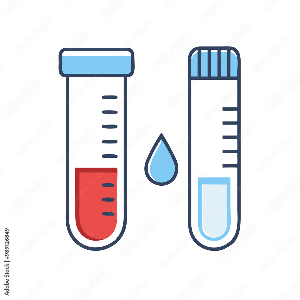Simple icon of a blood sample for diagnostics, health checks, and medical laboratories Simple icon of a blood sample for diagnostics, health checks, and medical laboratories