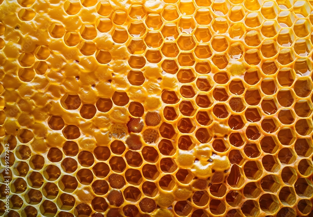 Honeycomb Texture - Golden Honey Close Up Honeycomb Texture - Golden Honey Close Up