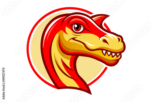 Brontosaurus head mascot logo design vector