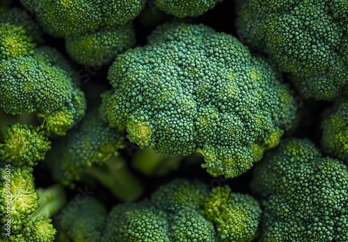 Close-up Vibrant Green Broccoli Fractal Patterns