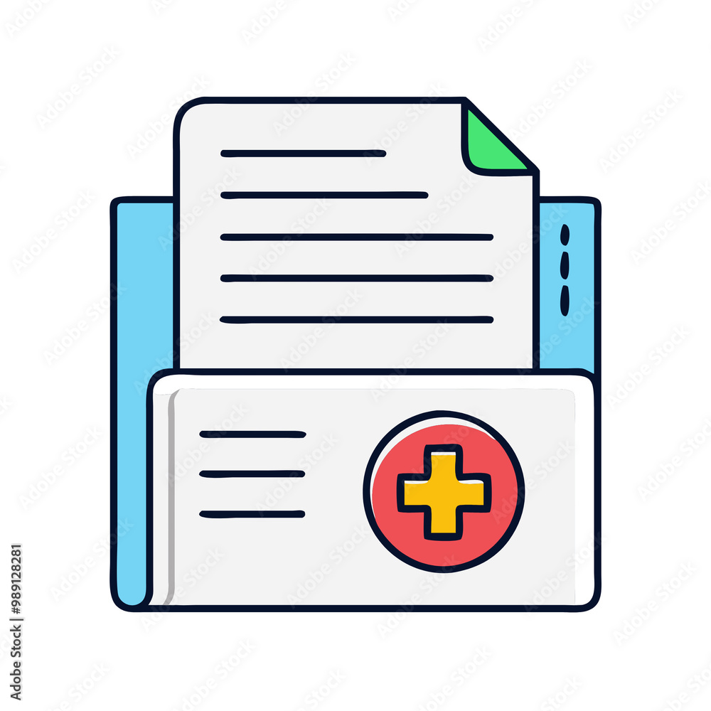 Flat design medical file icon for patient records and health management Flat design medical file icon for patient records and health management