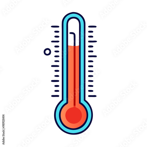 A simple flat design thermometer icon, representing temperature check and fever measurement in a medical context