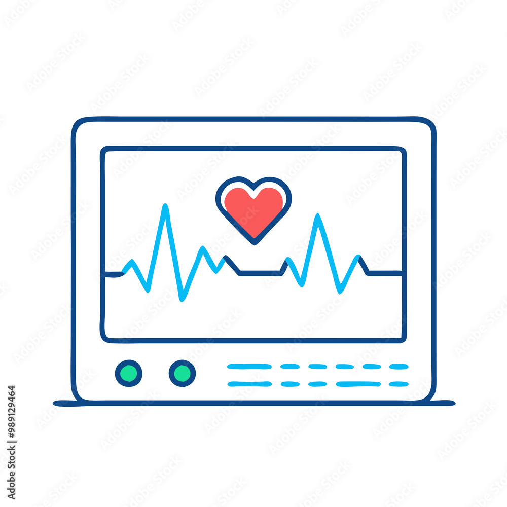 A digital heart rate monitor icon with clean lines and a flat design, representing cardiac health A digital heart rate monitor icon with clean lines and a flat design, representing cardiac health