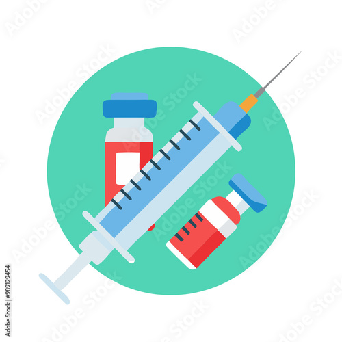 Minimalist syringe icon for medical applications and vaccination campaigns