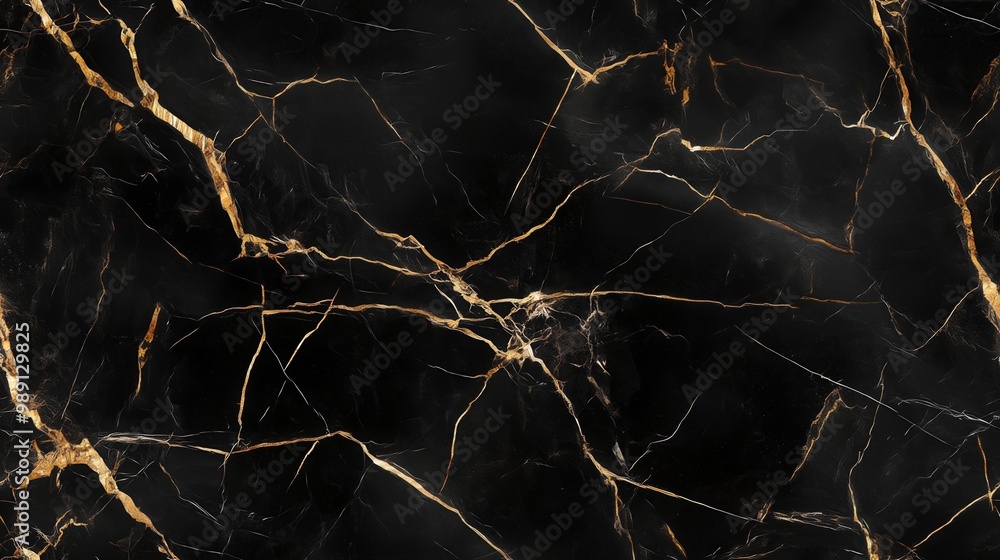 Detailed top view texture of black marble with gold veins, showcasing its luxurious and rich pattern Detailed top view texture of black marble with gold veins, showcasing its luxurious and rich pattern