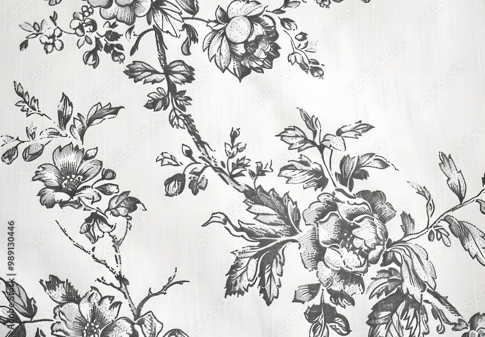 Fototapeta premium Vintage French Toile Floral Wallpaper Design