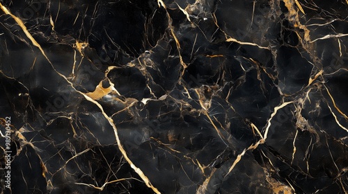 Wallpaper Mural Detailed top view texture of black marble with gold veins, showcasing its luxurious and rich pattern Torontodigital.ca