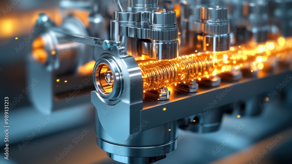 Close-Up of Metal Machine Components with Bright Sparks Close-Up of Metal Machine Components with Bright Sparks