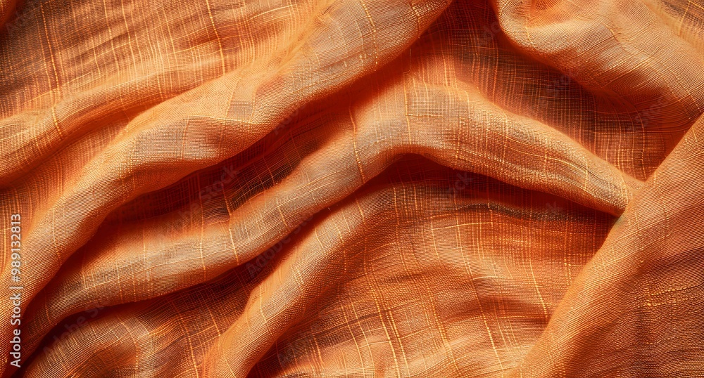 Fototapeta premium Close Up Orange Cotton Fabric Texture