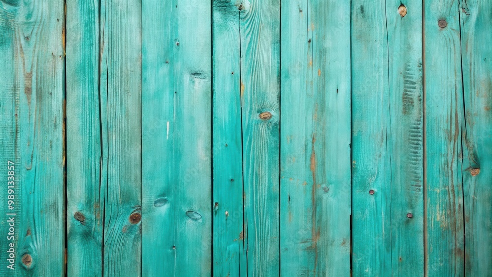 Turquoise painted plank wall with a shabby chic finish perfect for backgrounds Turquoise painted plank wall with a shabby chic finish perfect for backgrounds