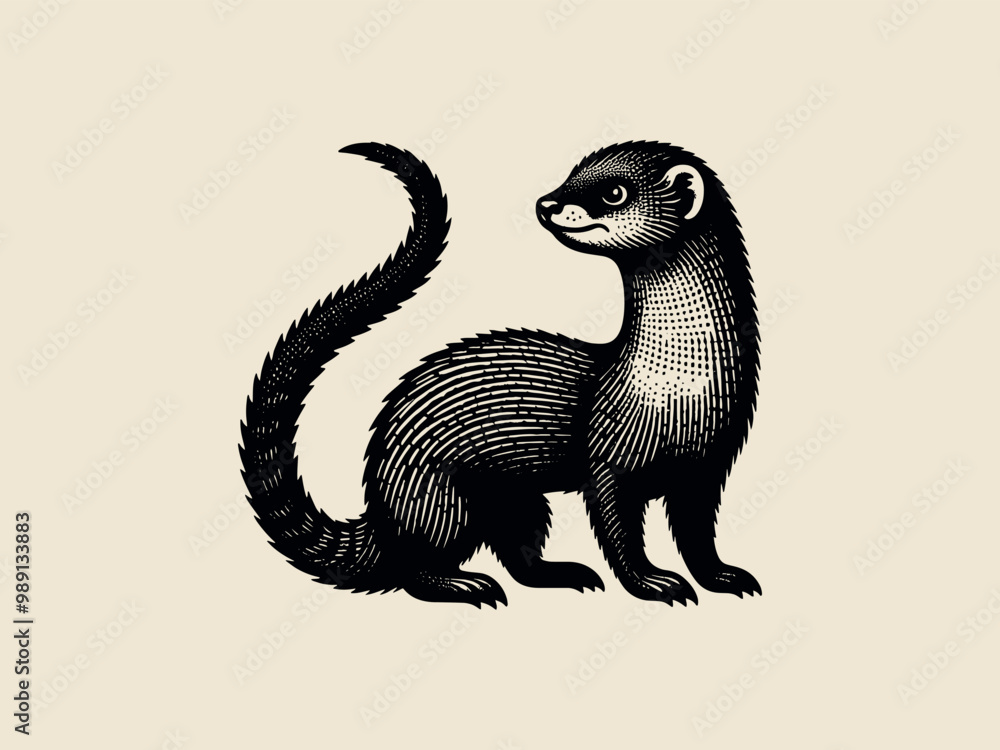 Fototapeta premium Mongoose. Engraving isolated illustration, logo, icon, emblem 
