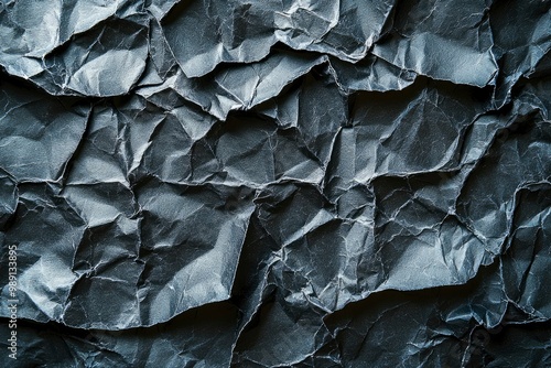 Abstract Black Wrinkled Paper Texture photo