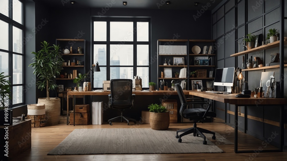 Fototapeta premium Small business office with product packaging background