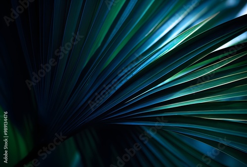 Abstract Palm Leaf Pattern - Teal & Green