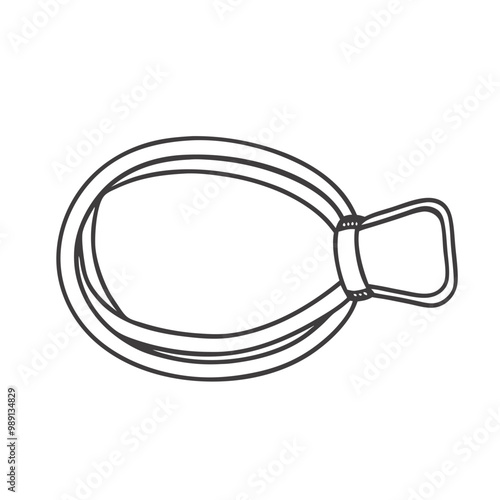 Resistance band for fitness, simple outline on white background 