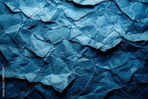 Wallpaper Mural Crumpled Blue Paper Texture Close-up Torontodigital.ca