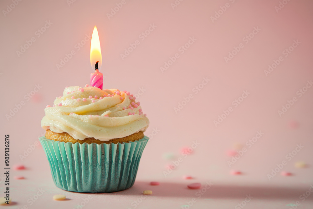 Sparkling Candle on Cupcake Perfect for Birthday Celebrations Sparkling Candle on Cupcake Perfect for Birthday Celebrations