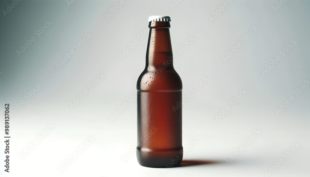 A bottle of beer is shown with a white background A bottle of beer is shown with a white background