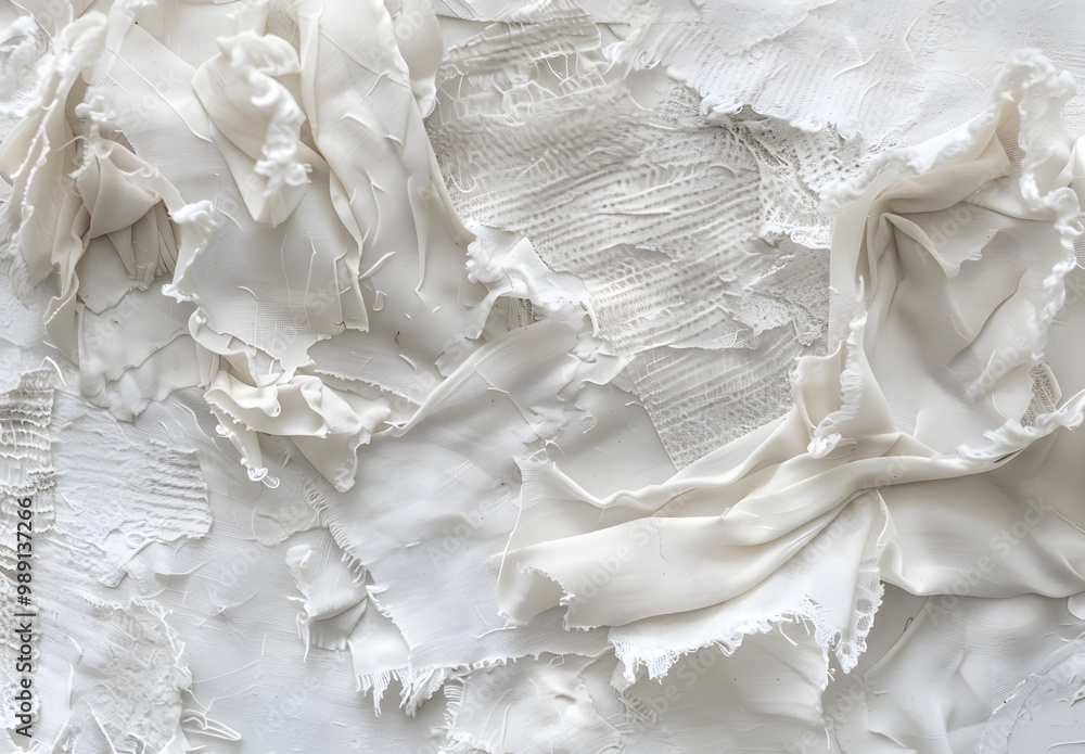 Abstract White Fabric Texture with Torn Edges Abstract White Fabric Texture with Torn Edges