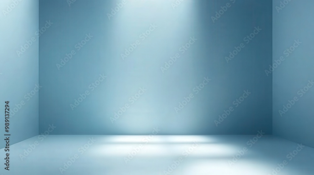 An empty minimalist blue room with focused light beams creating a tranquil and serene atmosphere, capturing the essence of space, simplicity, and modern design. An empty minimalist blue room with focused light beams creating a tranquil and serene atmosphere, capturing the essence of space, simplicity, and modern design.